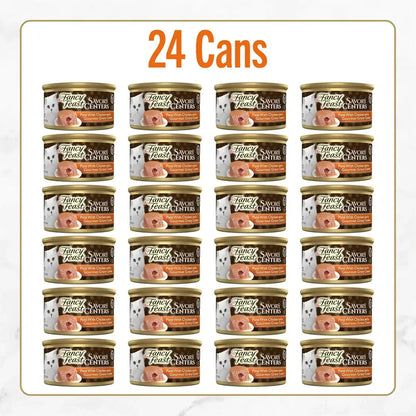 Purina Fancy Feast Savory Centers Gourmet Wet Cat Food Pate with Chicken and Gravy Center, (Pack of 24) 3 Oz Cans3