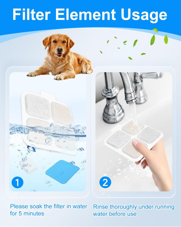 12 Set Dog Water Filter Replacement Compatible with Oneisall PW07SAU 10L/2.64Gal, Dog Water Fountain Filter Fit for Oneisall, Multilayer Filtration System 12Pre-Filter+12 Filters+12 Sponges6