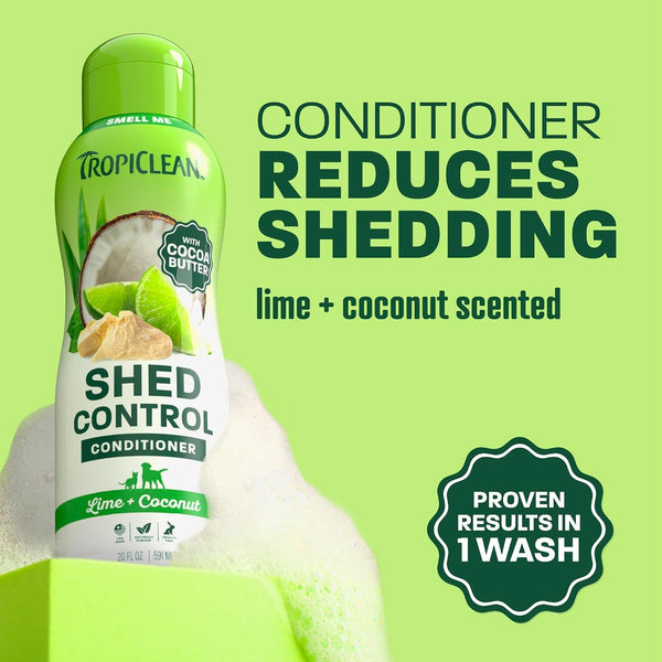 Tropiclean Deshedding Dog Conditioner, Reduces Shedding & Softens Coat, Puppy Safe, Made in the USA, Lime & Cocoa Butter Scent, 20Oz.2