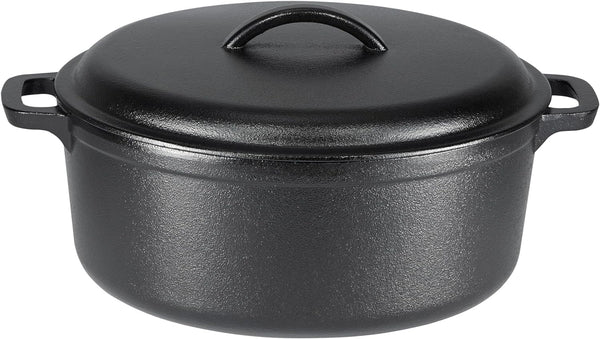 Pre-Seasoned Cast Iron Dutch Oven Pot with Lid and Dual Handles, Oven Safe, Heavy-Duty, 7-Quart, Round, Black1
