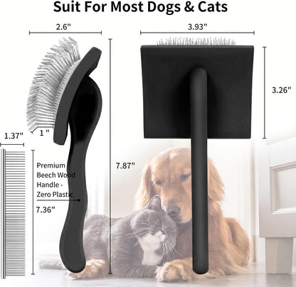Wooden Long Pin Slicker Brush for Dogs, Doodles, Poodles, Long Hair | Grooming, Detangling, and Fluffing for Wavy and Curly Hair—Designed for Heavy, Thick Coats to Prevent Matting at Home8