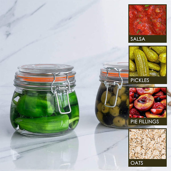 25 Oz Glass Jars with Airtight Lids and Leak Proof Rubber Gasket,Wide Mouth Mason Jars with Hinged Lids for Kitchen Canisters 750Ml, Glass Storage Containers4
