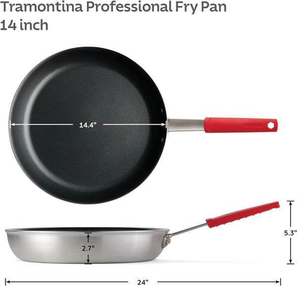 Professional 14-Inch Non Stick Extra Large Frying Pan | Heavy-Gauge Aluminum Skillet with Reinforced Nonstick Coating, Red Handle, Dishwasher and Oven Safe, Made in Brazil4