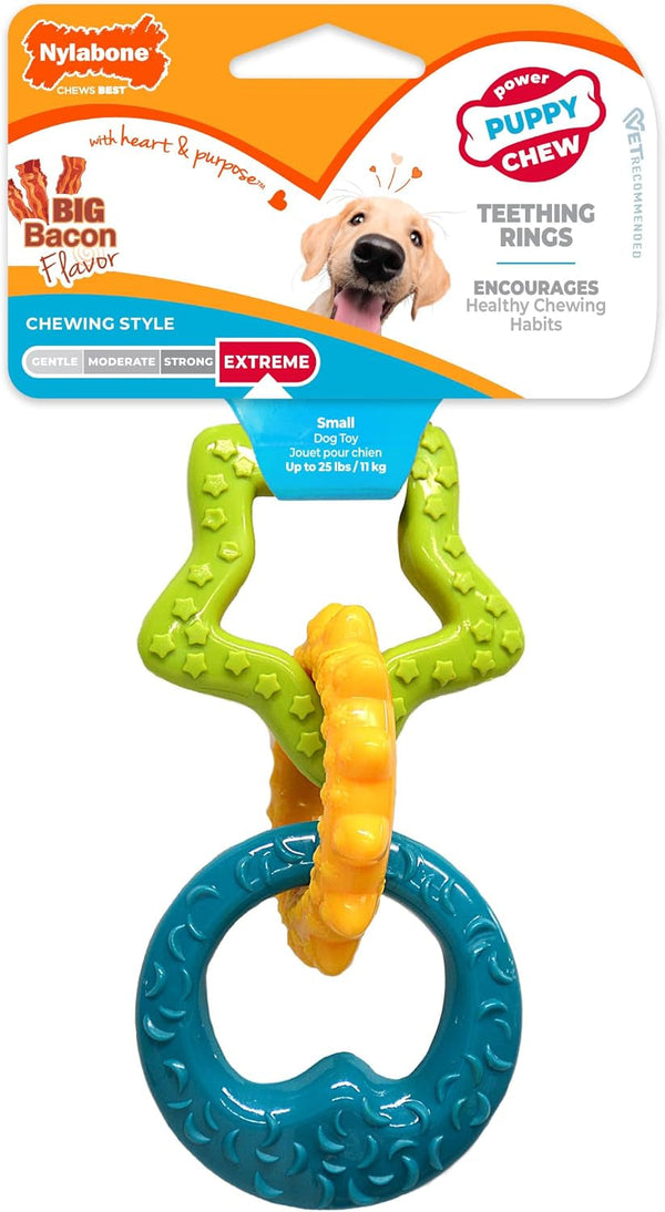 Nylabone Puppy Starter Kit, Dog Chew Toys & Chew Treat, Blue, 3 Count | Small Breeds, Chicken & Bacon Flavor, 2 Chew Toys, 1 Natural Treat, Teething Toys for Puppies, Puppy Enrichment, up to 25 Lbs12