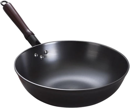 Cast Iron Wok 12.6 Inch Flat Bottom, Pre-Seasoned Chinese Fry Pan with Wooden Handle, Non Stick Coating Free for Gas Induction Electric Stovetops1