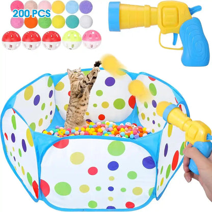 Mity Rain 102PCS Cat Ball Launchers & Pom Pom Balls Interactive Cat Toy Set | Safe Soft Plush Kitten Toys for Indoor Cats, Fun Kitten Toys for Endless Active Play (Christmas)11
