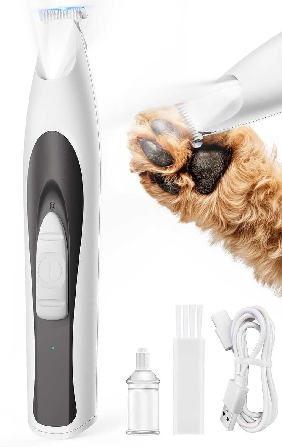 oneisall-low-noise-dog-paw-trimmer-with-led-light-35db-quiet-0-8inch-safe-blade-for-paws-ears-face-rump-cordless-pet-paw-grooming-clippers-for-dogs-cats