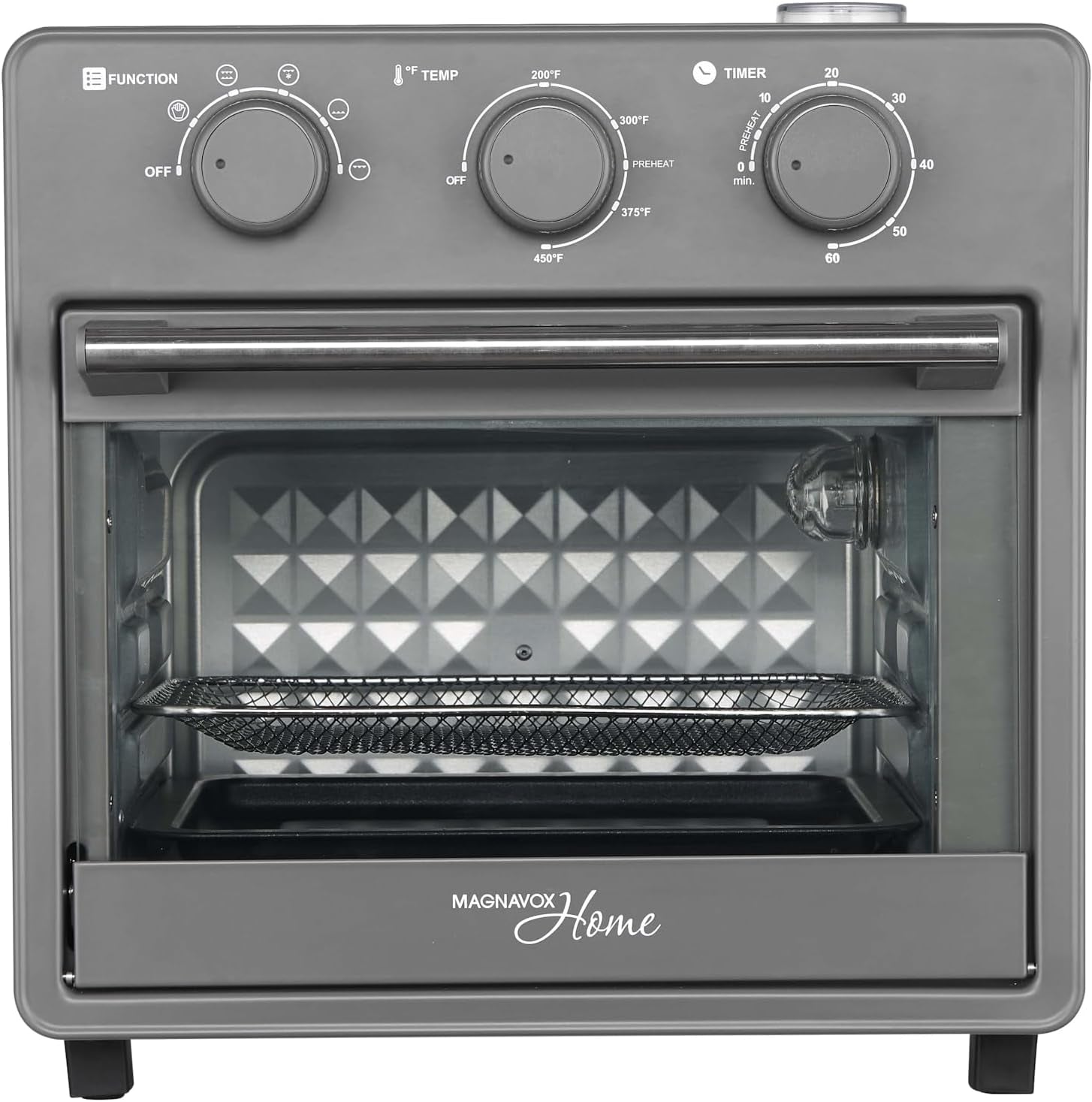 home-16-5-qt-air-fryer-oven-with-steam-infusion-black-convection-countertop-oven-6-cooking-functions-200-450-f-temperature-control-interior-light-fry-basket-baking-tray-included
