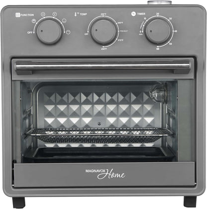 Home, 16.5 Qt Air Fryer Oven, with Steam Infusion, Black, Convection Countertop Oven, 6 Cooking Functions, 200–450°F Temperature Control, Interior Light, Fry Basket & Baking Tray Included10