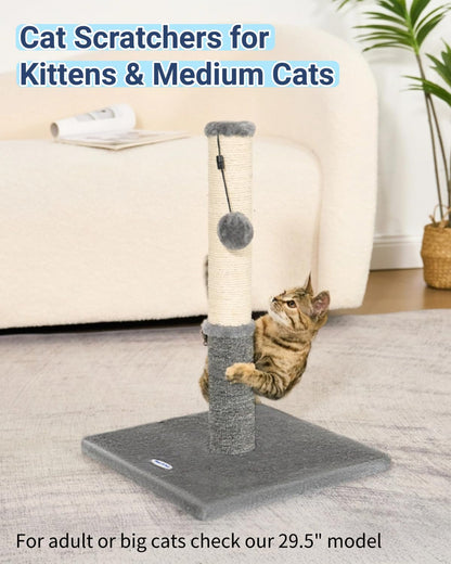Cat Scratching Post, Cat Scratchers for Indoor Cats, with Toys | for Kitten & Medium Cats, Sisal & Carpet in One for Various Scratching Needs, Solid Structure, Extra Free Toy, Light Gray7