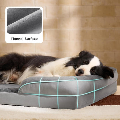 Bedsure Orthopedic Dog Beds Large Sized Dog - Washable Large Dog Cat Bed Waterproof, Comfort Dogs Couch Sofa with Washable Removable Cover, Pet Bed with Nonskid Bottom, Grey, 35"6