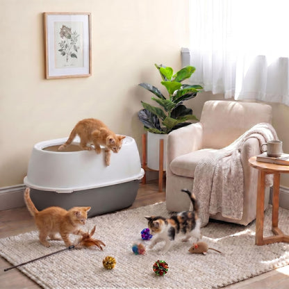 IRIS USA Xx-Large Top Entry Cat Litter Box, Dog Proof, Gray/White | Extra Large, Heavy Duty Plastic, Big Cats, Secure 4-Buckle Lock, Tracking Control Lid, Quick Cleanup8